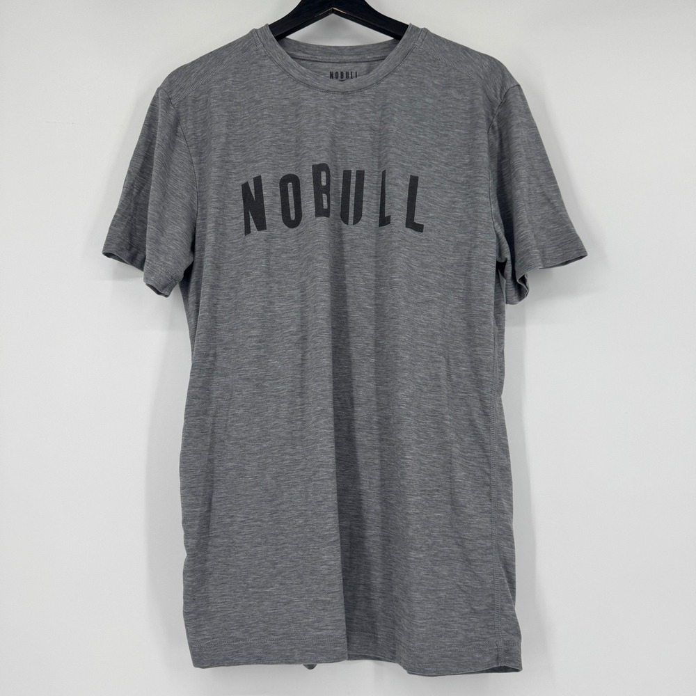 NOBULL Mens Medium Gray Short Sleeve Gym Workout Graphic Training T-Shirt